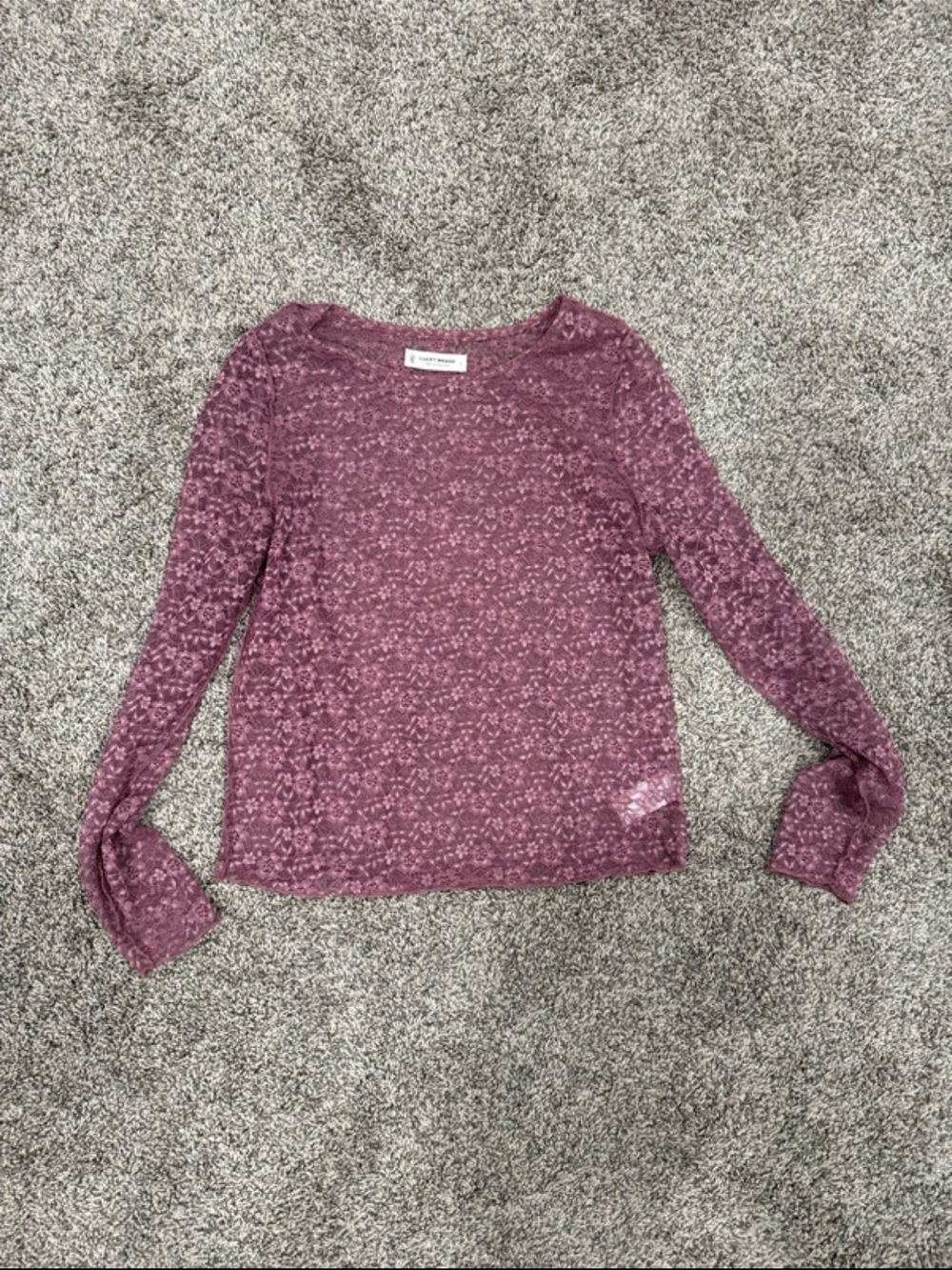 Lucky Brand Dusty Rose Floral Lace Scoop Neck Top